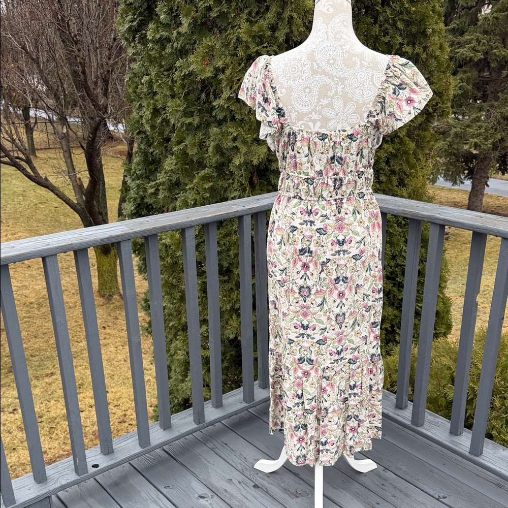Floral Cream Print Dress sz M - Picture 5 of 13